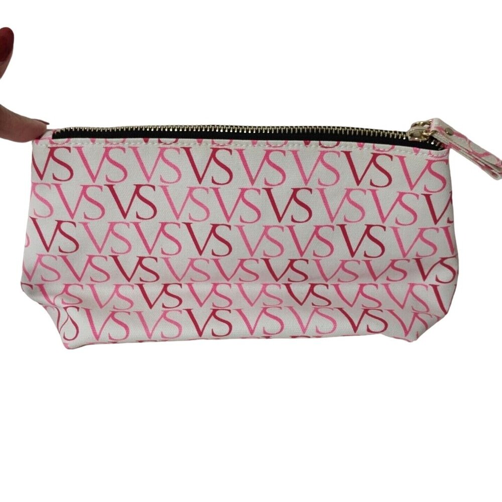 Victorias Secret Pink Initial Logo Makeup Bag Zipper Closure HandBag 10.5" x 6" - Picture 3 of 4